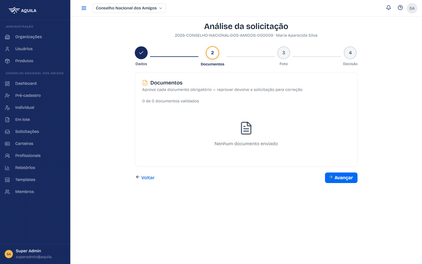 Análise — passo de documentos