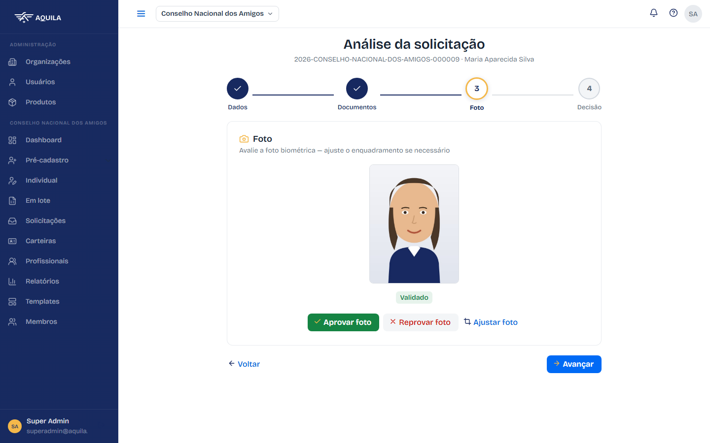 Análise — passo de foto